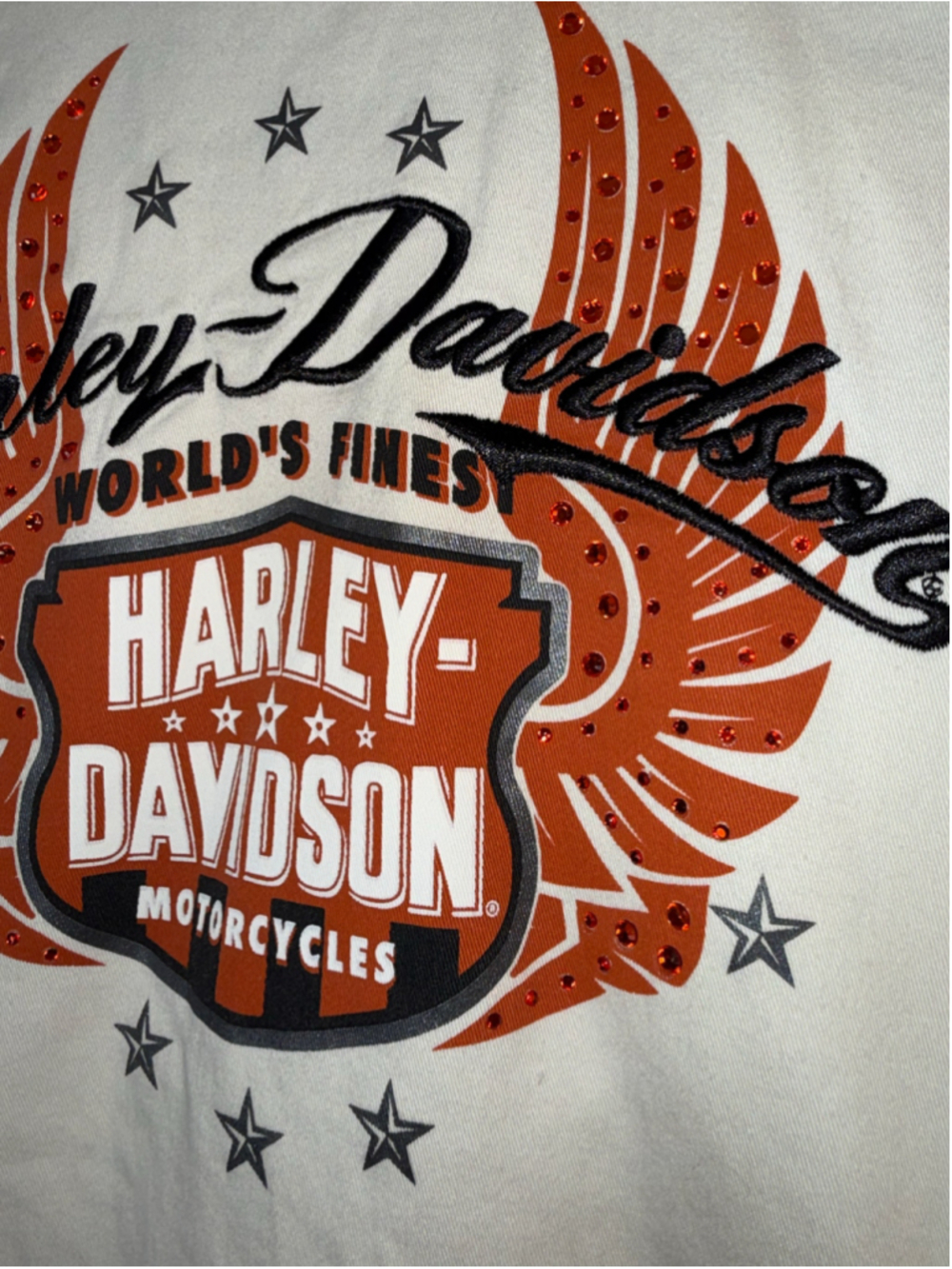 Women's Harley-Davidson Vest Size 1X White & Orange Graphic Vest Zip Up - Picture 6 of 12